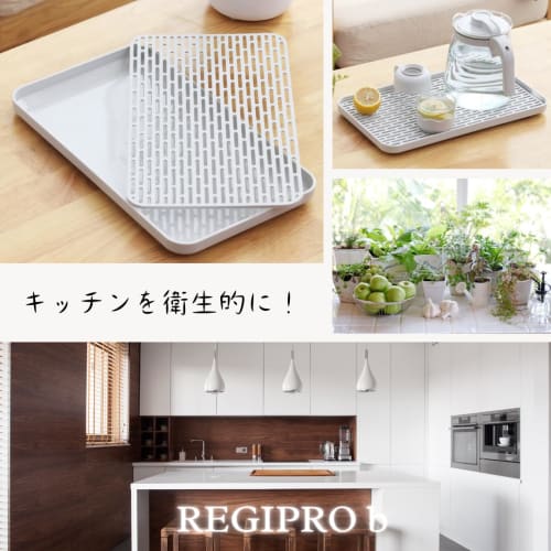 RegiPro B Dish Drainer, Dish Tray, Plastic Cups, Plates, Kitchen Utensil, White (Large)
