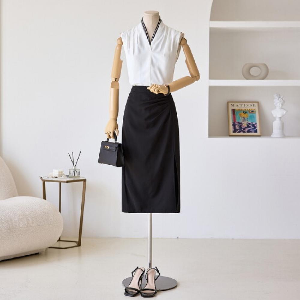 Customable Sleeveless Pintuck Blouse T2504bl609b