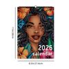 1pc 2026 Hanging Calendar, Black Women Coloring Calendar,12 Beautiful Designs, Monthly Plans,Perfect Gift for Birthday,Christmas
