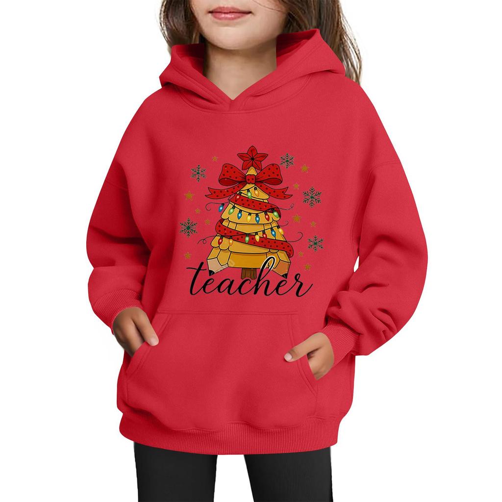 Sweatshirts For Teen Girls Hoodies Long Sleeve Drawstring Pullover Cute Printed Oversized Hoodie Christmas
