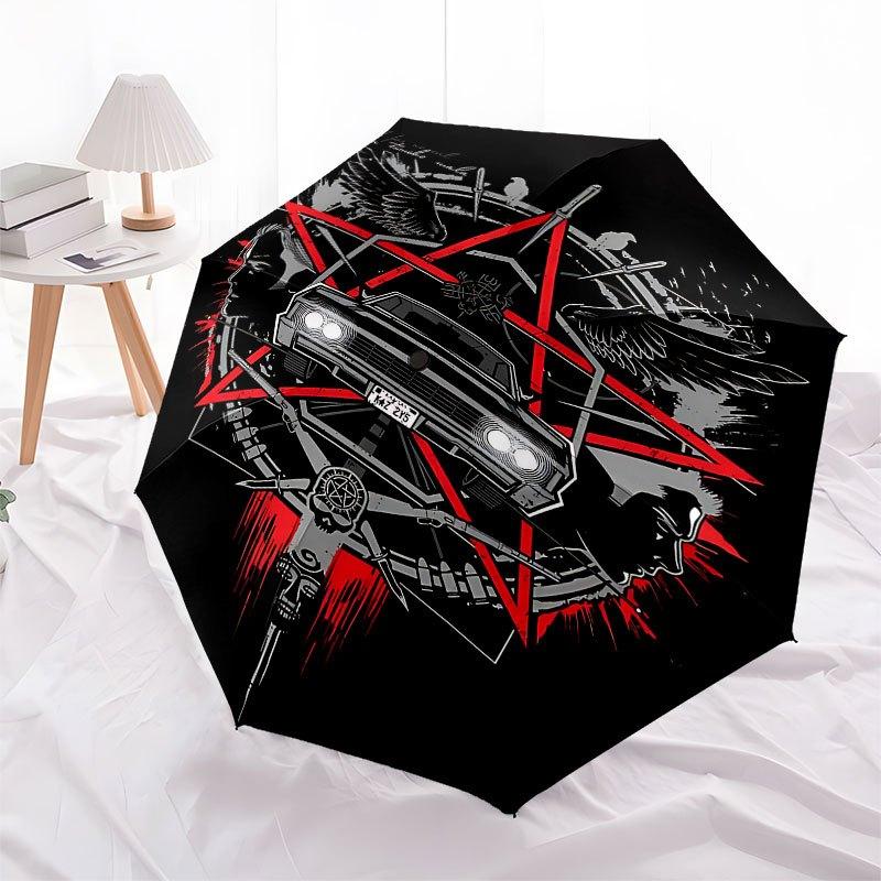 1pc Supernatural Automatic Opening/Closing Umbrella with Convenient Three-Fold Design, 8 Iron Ribs - for Outdoor Daily Use, Travel A19