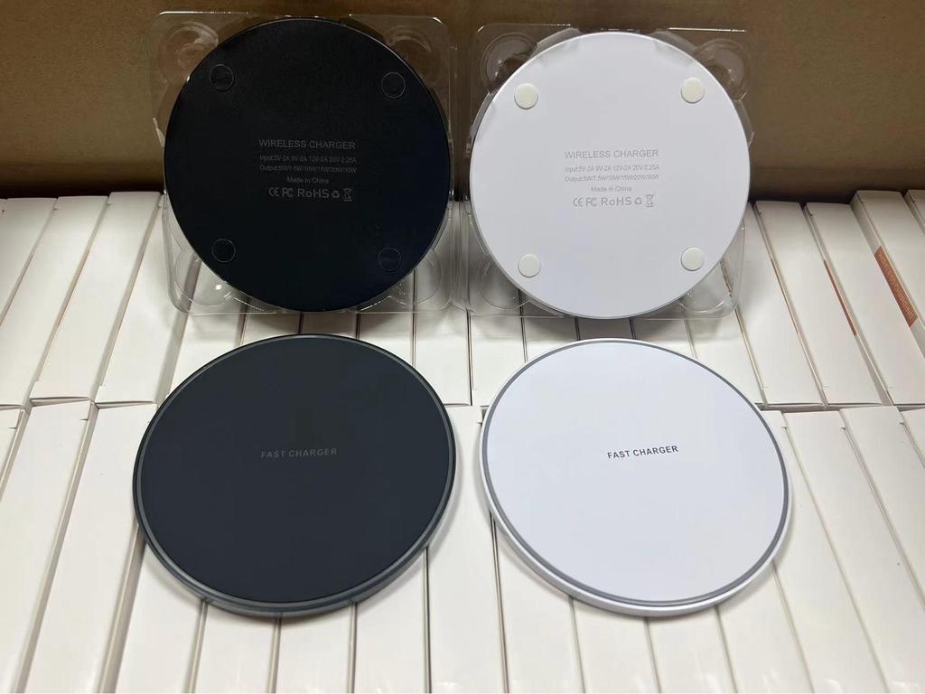 Ultradünnes 50W kabelloses Ladegerät für Apple- und Huawei-Geräte - 15W rundes Desktop-Ladegerät
