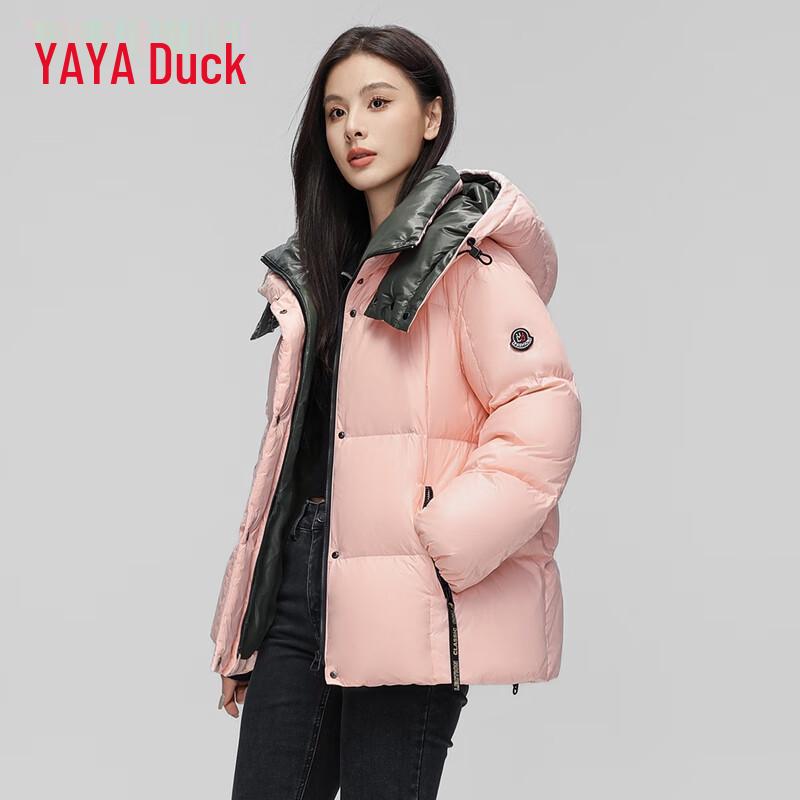 

YAYA Women s Short Shiny Hooded Puffer Down Jacket M