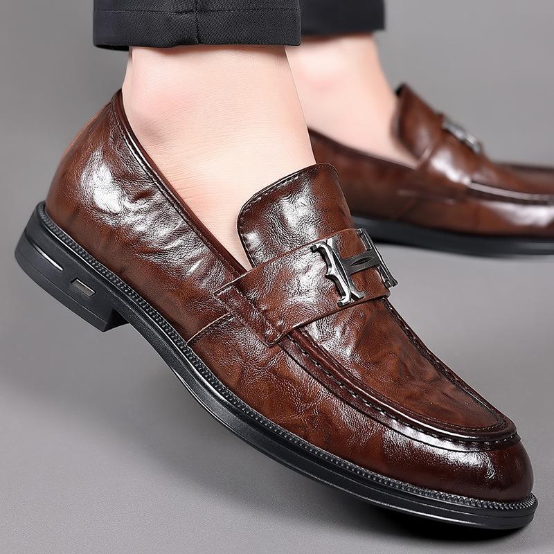 Spring New Men's Casual Leather Shoes Genuine Leather Cowhide Business Dress Men's Foot Cover Non-slip Men's Shoes Single Shoes Shoes
