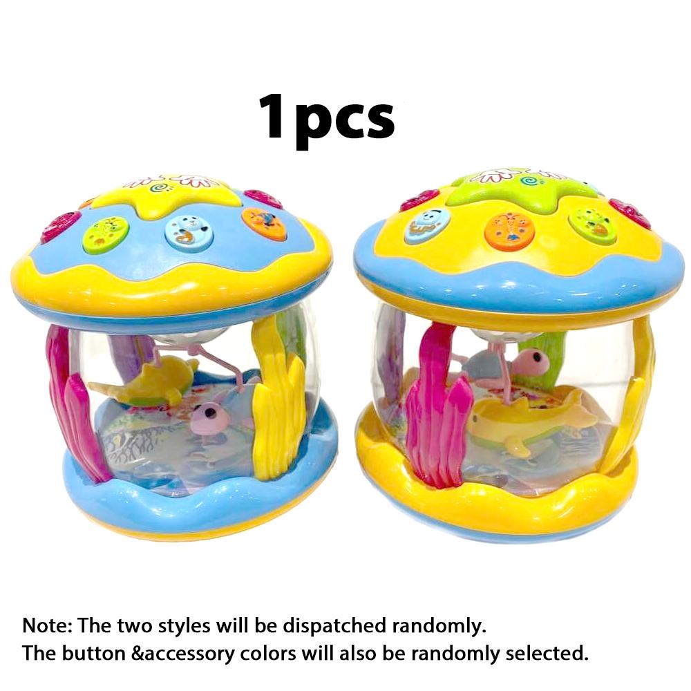 

1pc Music Drum with Projection & Sound - Learning Suitable for Boys & Girls, Crawling & Tummy Time Development for Baby разноцветный