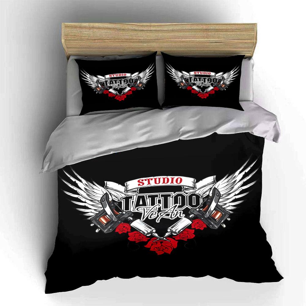 Tattoo Studio Decor Set Multiple Sizes Kid'S And Adults' Bedroom Exquisite 3Pc Bedding Set, Gift