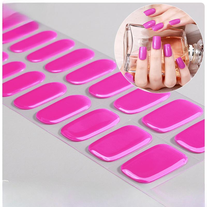 New Solid Color Simple Semi-cured Nail Stickers 20 Finger Gel Nail Stickers
