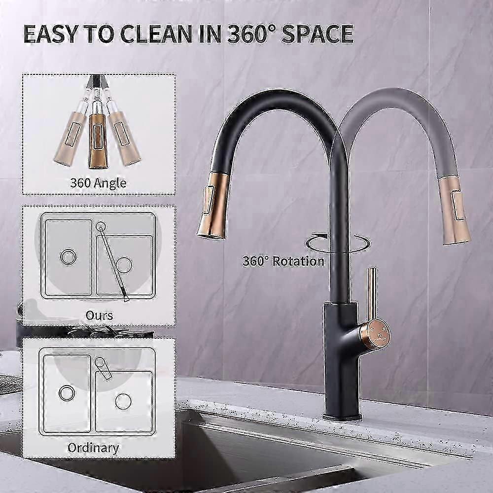 Kitchen Faucet,360 Rotating Kitchen Mixer Tap,Kitchen Faucet Sprayer Black Kitchen Mixer Tap with 2 Modes,High Pressure Kitchen Faucet,Kitchen Mixer T