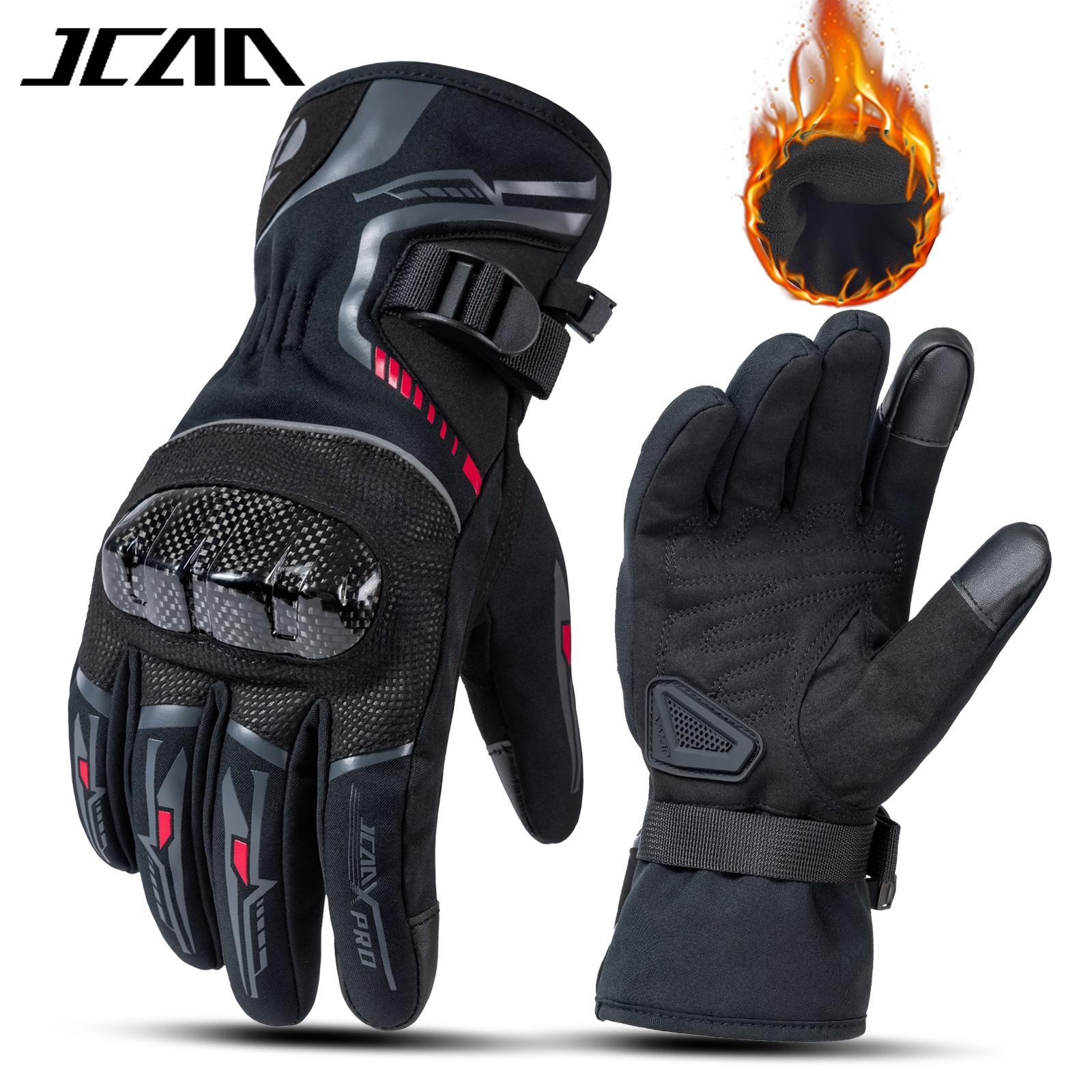 Winter Thermal Motorcycle Gloves Men Women Waterproof Motocross Biker Gloves Outdoor Sports Riding Carbon Fiber Protective Glove M чёрный