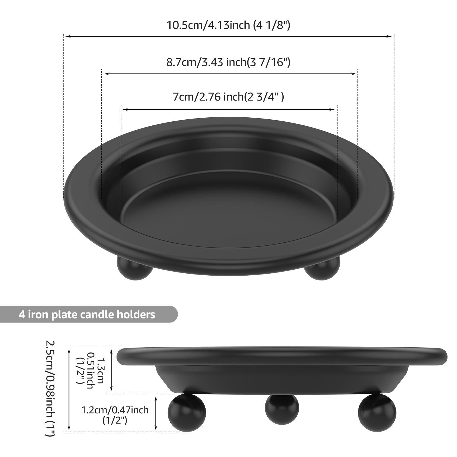 4pcs Round Candles Tray Holders Metal Candle Plate Table Decor Black Candle Holders Plate For Pillar Ball Candles Home Decor