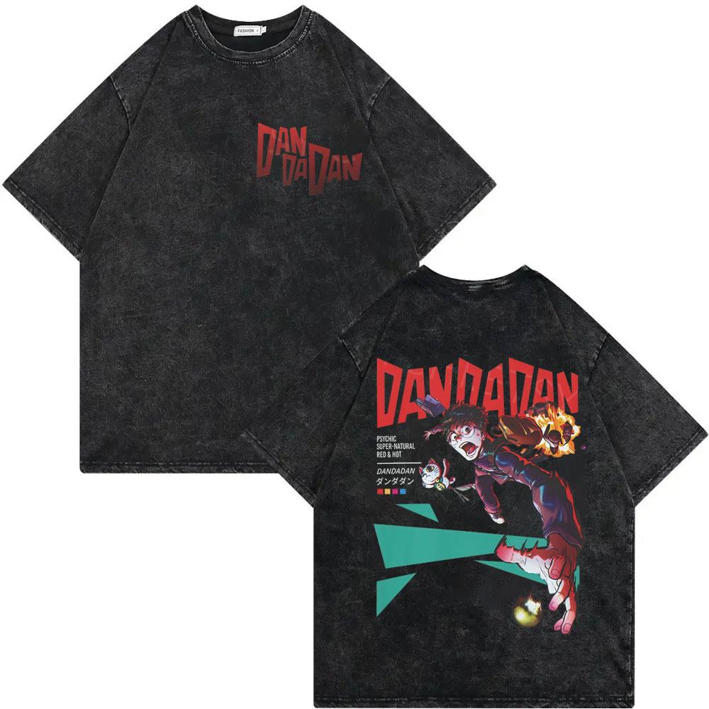 Dandadan Turbo Granny Anime Graphic T Shirts High Street Fashion Trend Vintage Washed Tshirt Men Women Casual Cotton Tshirts
