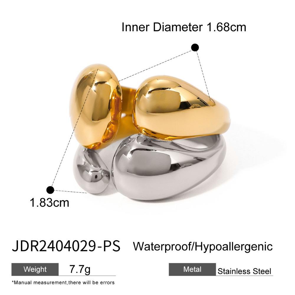 Double Layer Smooth Open Rings 18k Gold Women Jewelry Minimalist Gold Plated Ring  Party Gifts