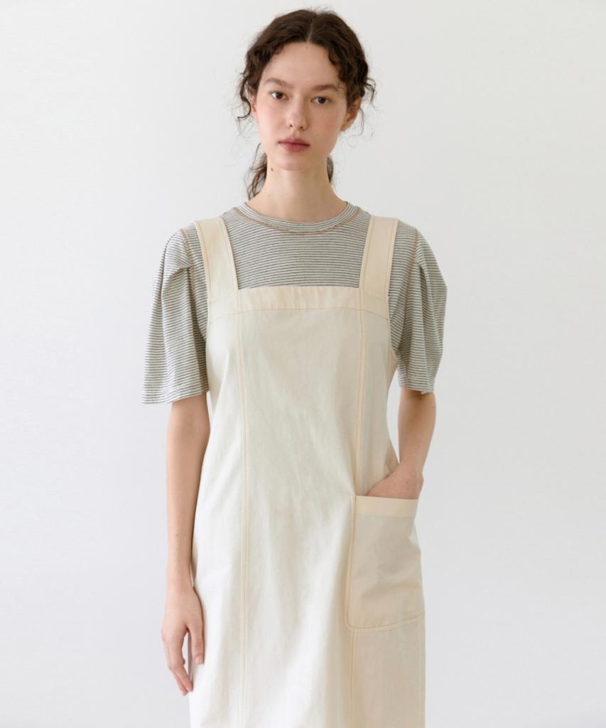 UNNOUT Cotton Suspender Dress - Ecru