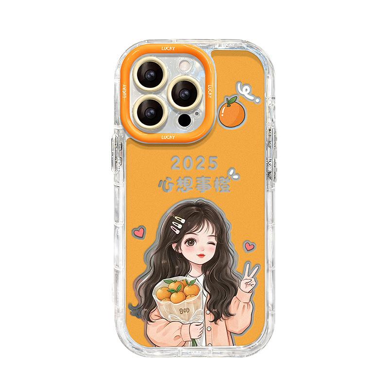 Cute Girl Suitable for IPhone16promax Apple Phone Case 15 Mirror Anti-fall 14 Niche 13 High-end Sense