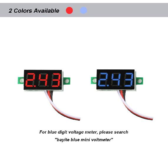 bayite Pack of 5 Three-Wire Calibratable DC 0~30V Red Digital Mini Voltmeter Gauge Tester Mount Car Motorcycle Battery Monitor Volt Voltage Meter