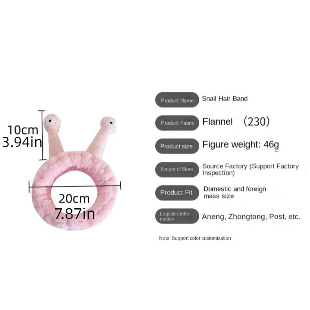 Fashion Cartoon Snail Headband Elastic Flannel Plush Hairband Fluffy Non-slip Hair Hoop Makeup