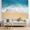 2D Blauwe Oceaan & Zandstrand Wandkleed, Esthetische Slaapkamer Achtergrond