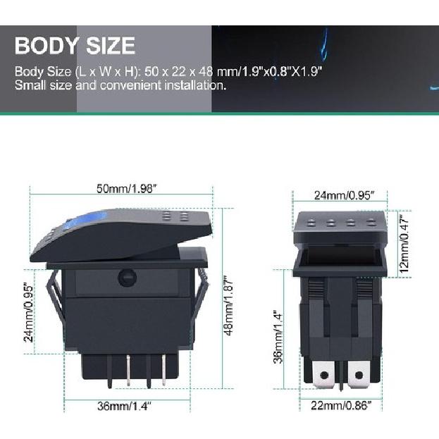 2Pcs Boat Marine Lighted Rocker Switch 12V 20A 4Pin On/Off with Red LED Car O