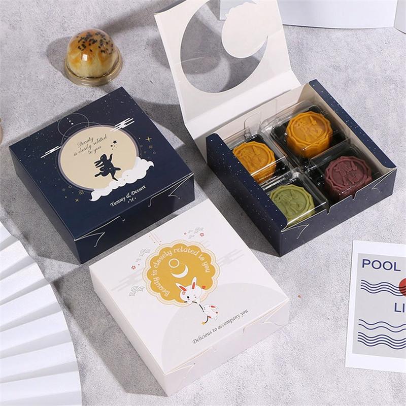 10 Stück Mondkuchen-Verpackungsbox Hersteller Großhandel Mittherbstfest Geschenkverpackt Eigelb Knusprig 80g 4 Stück Packung