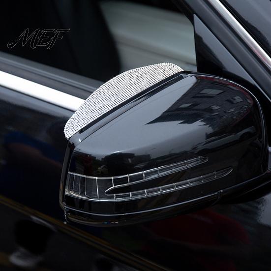 Rainy Day Driving Safety Gear Rhinestone Car Side Mirror Rain Visor Guard, Anti-Glare Rear View Guard Eyebrows, Widened Arc Mirrors Deflector for SUV