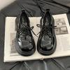 British Casual Small Leather Shoes 2025 Autumn New Heightened Platform Wedge Heel Small Lace-up Loafers Single Shoes