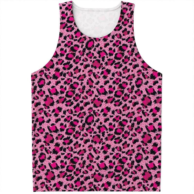 Unterhemd 3D-Druck Leopard Trägertop Sommer Lässig Ärmelloses T-Shirt Tierhaut Grafik Sportoberteile Fitnessstudio Muskelweste