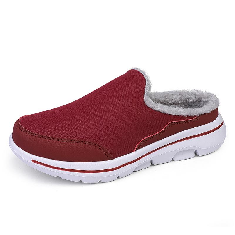 

2024 autumn and winter cotton drag couple large size velvet cotton shoes women s half-support shoes casual shoes platform shoes 48