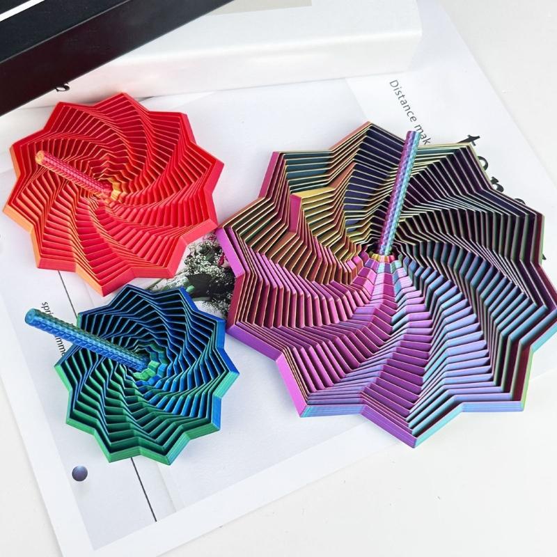 3D Printed Star Fractals Hexagon with Handle Whirling Spirals Design,Star Shape Fidgety Toy Decorative Ornament Gift