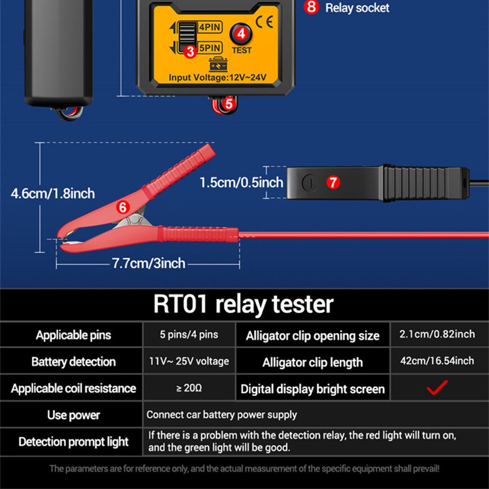 Universal Relay Detector LED Indicator Light 11-25V Car Relay Test Battery Checker 4/5 Foot Socket Analysis Diagnostic Tool