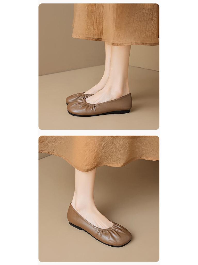 Weiwei Girl Women's Retro Square Toe Slip-On Flats with Soft Sole