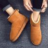 Winter New Shoes for Men Women Leather Boots Warm Plush Leather Casual Shoes Couples Thick-soled Short Snow Boots 35-46