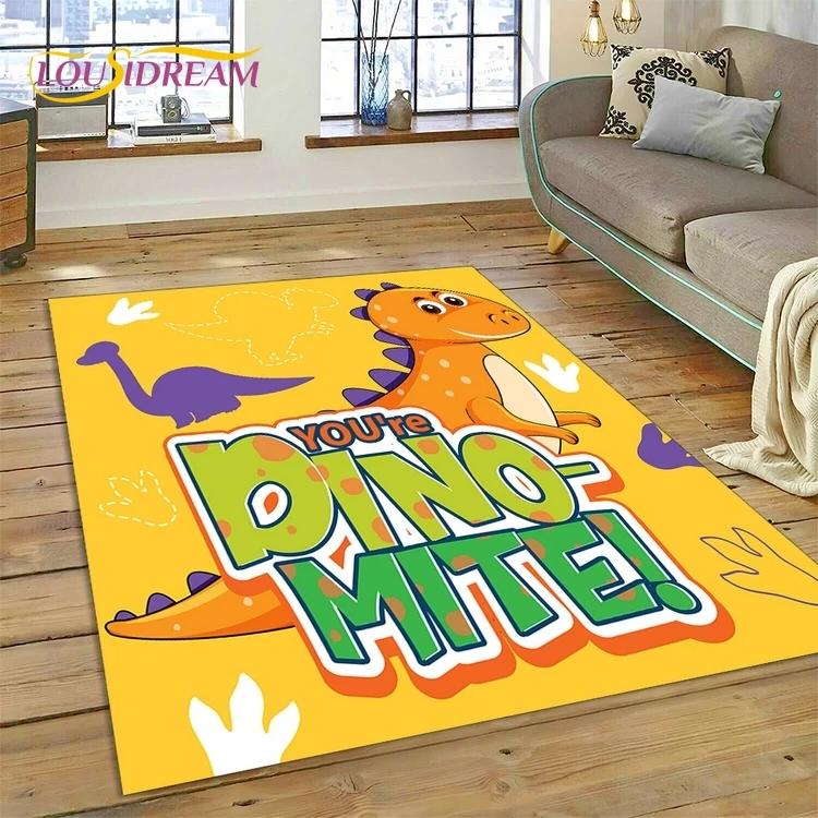 3D Cute Dino Cartoon Dinosaur Space Carpet Rug for Bedroom Living Room Home Sofa Decoration,Children Game Large Decor Floor Mat