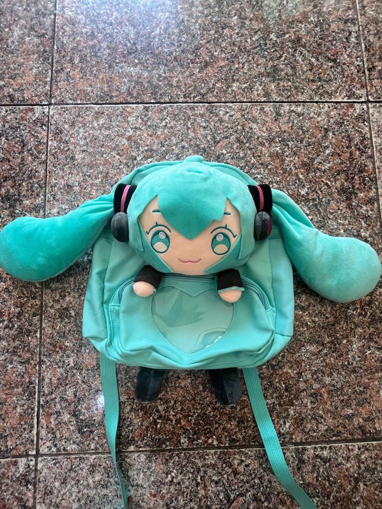 Cute Hatsune Miku Plush Backpack - Cartoon Doll Bag for College Students & Girls