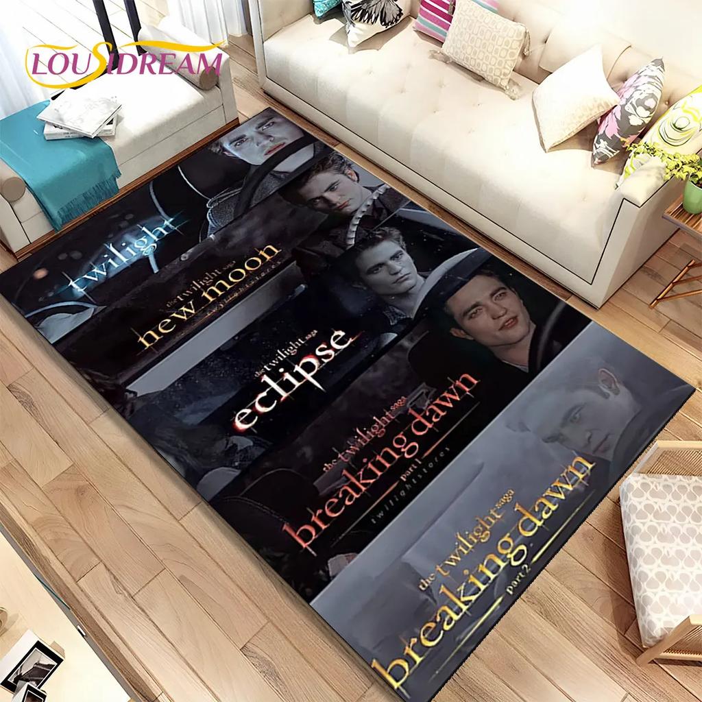 Tapete de Área Impresso em HD Saga Crepúsculo Grande, Tapete para Sala de Estar Quarto Sofá Capacho Decoração, Tapete de Chão Antiderrapante para Crianças