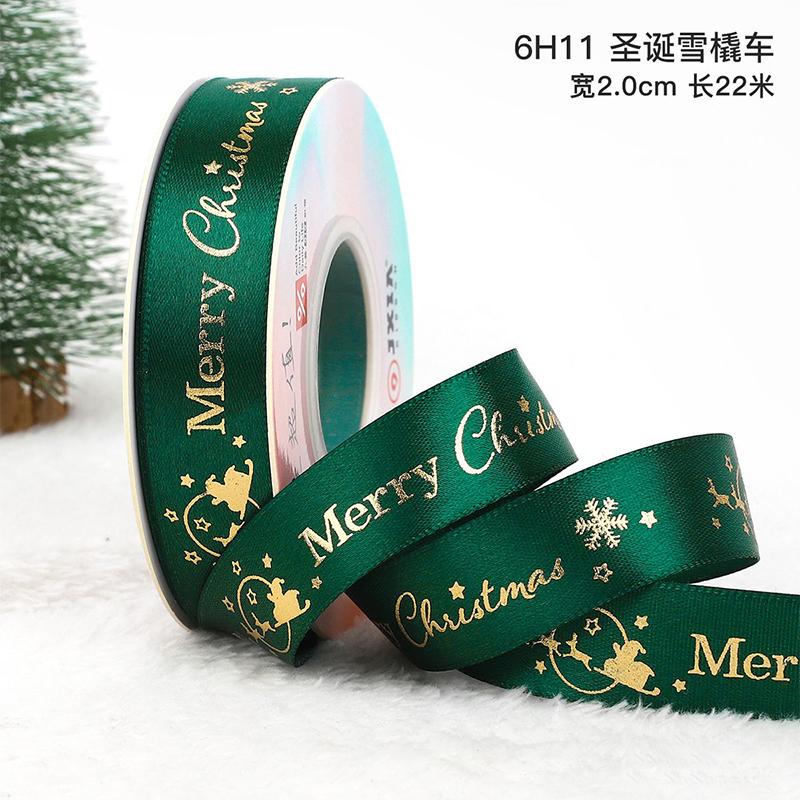 5Yards Christmas Ribbon Printed Christmas Polyester Ribbon For Handmade Design Christma Decoration DIY Cake Bouquet Gift Packing