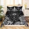 Gothic Skul Soft Duvet Cover Set, Death Moth Plus Flowers Warm Comforter Cover King Personalized Skeleton Bones Beding Sets Black Cream