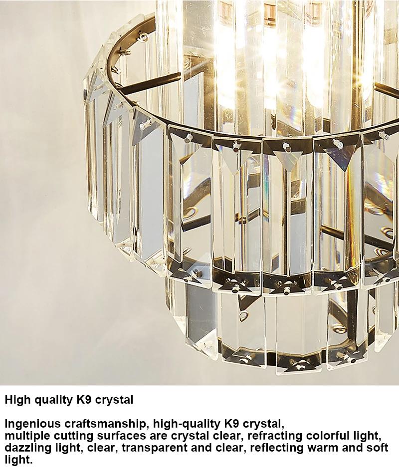 Dining Room Crystal Chandelier Golden Kitchen Island Hanging Light Interior Decor Luxury Modern Led Ceiling Lamp Pendant Light