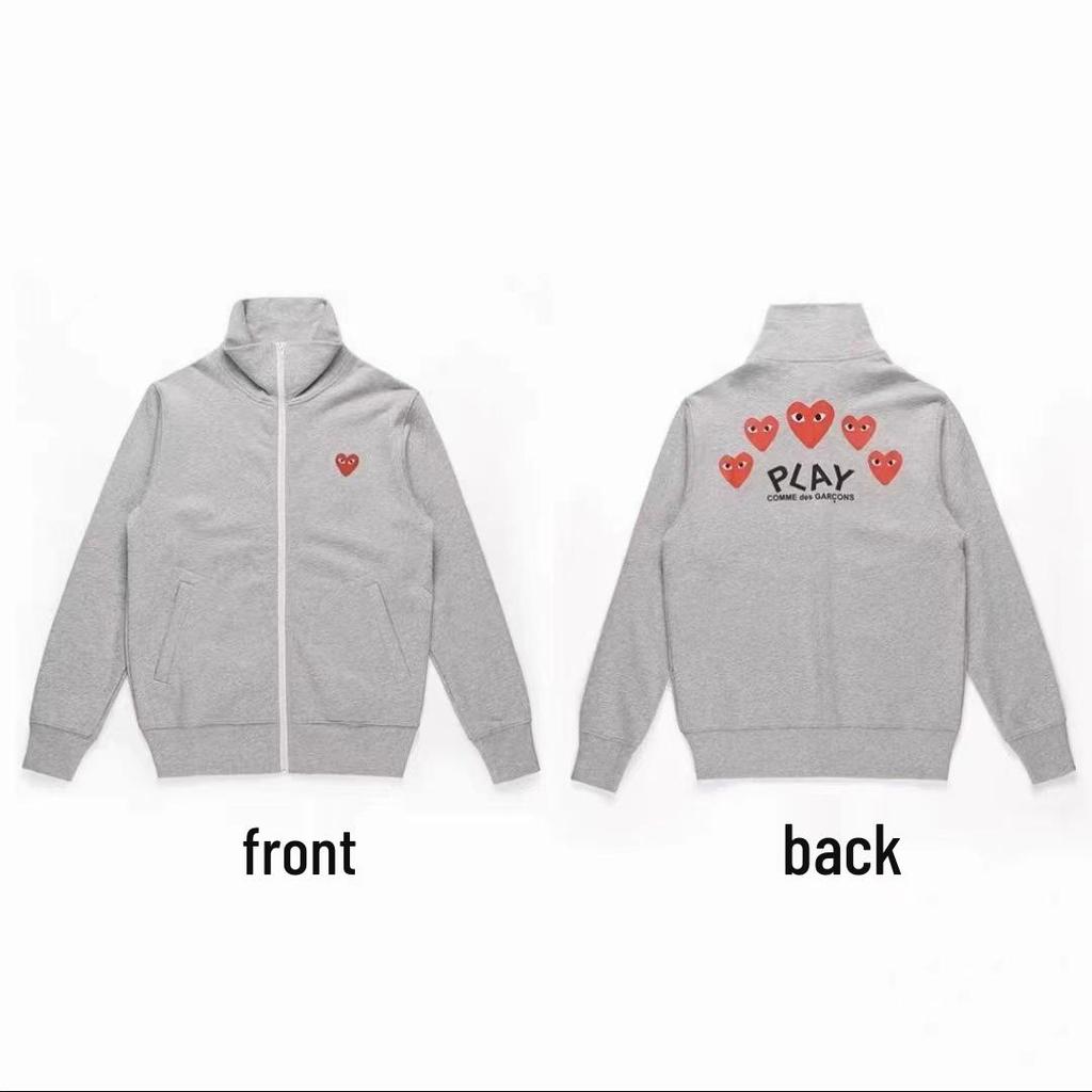 Chuan Jiu 2024 A/W Heart Hoodie: Unisex Stand Collar Zipper Pullover with Drawstring Hood