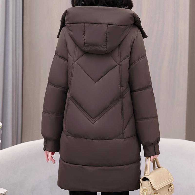 Plus Size XL-5XL Fashion Winter Coat Female Long Parkas Hooded Thick Warm Loose Middle Age Women's Jackets