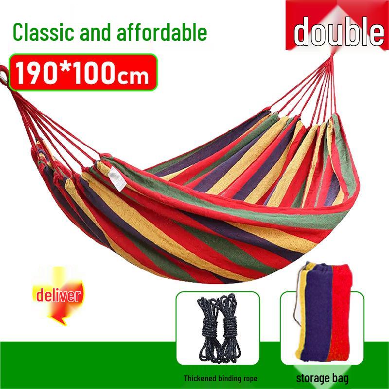 Reinforced Wooden Stick Canvas Outdoor Camping Hammock