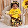 BABESIDE 3 Pcs Reborn Baby Doll Clothes Set for 17-22 Inch Babydolls, Sunflower Baby Dolls Clothes with Headband for Realistic Baby Doll Accessories