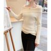 2026 Spring Women's Strapless One-Shoulder Knit Base Layer Top with Long Sleeves, Autumn/Winter.