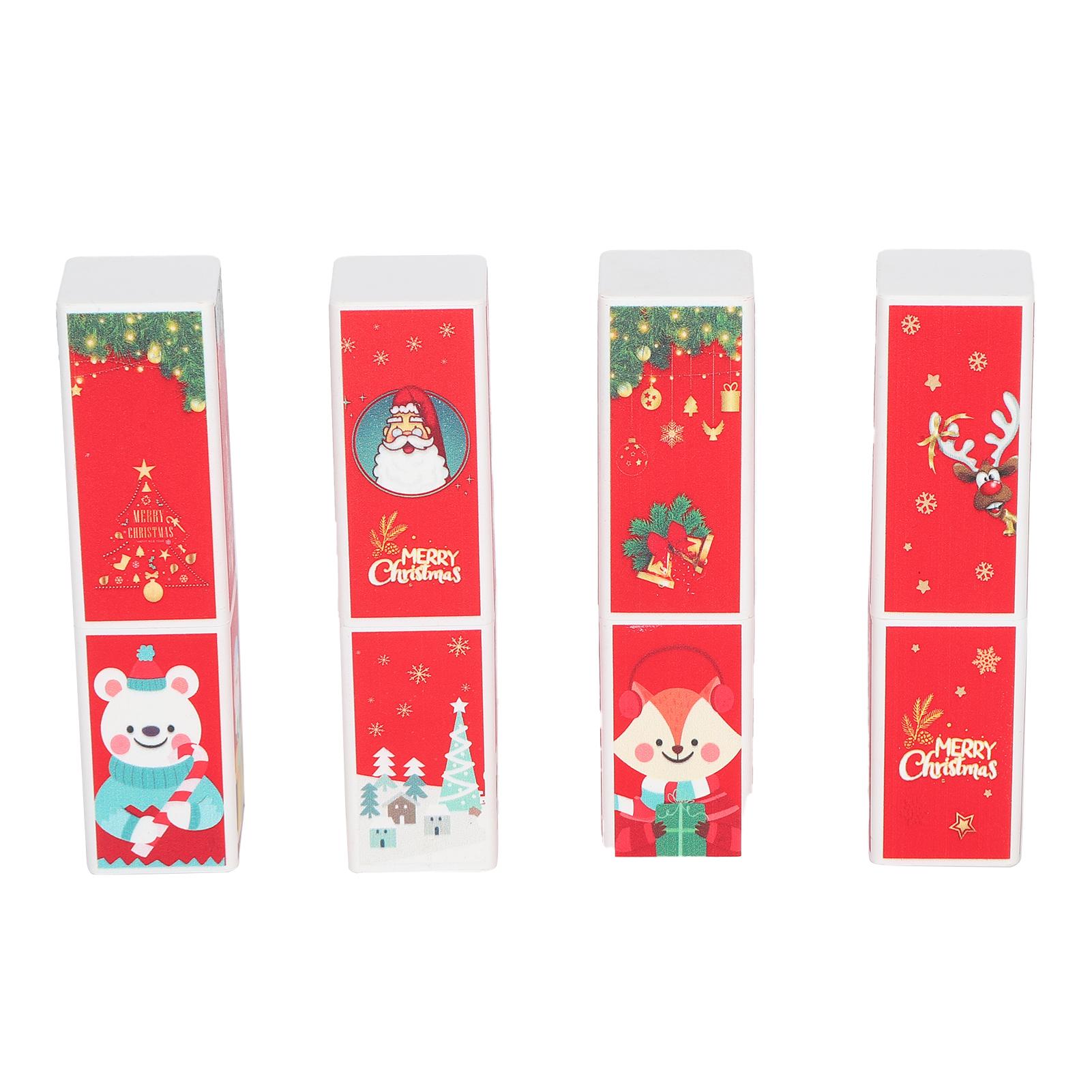 

4 шт. Квадратная форма Рождественский стиль DIY тюбик для помады Пустой контейнер для бальзама для губ (01+02+03+04)