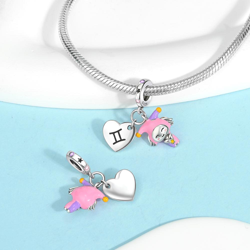 Charms Plata Cute Zodiac Charms Birthday Gifts Copper Plated For Charms Copper Plated Original Bracelet For Jewelry Making