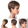 Elegante Peluca Corta Ondulada Marrón y Dorada para Mujer con Flequillo Natural para Moda