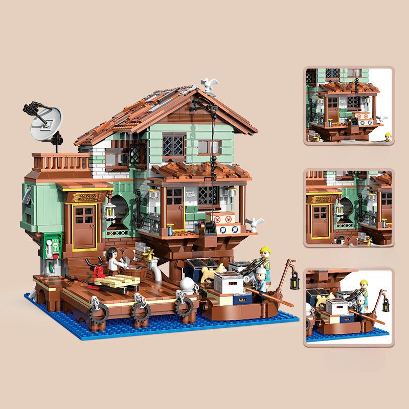 2046pcs Building Blocks Toys Fisherman's Wharf DIY Houseboat Seaside Street View Puzzle Assembling Bricks Toys for Kids Adult Gifts No Box
