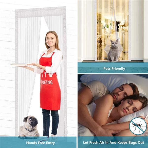 2026 Upgrade Summer Magnetic Mosquito Net Door Anti Mosquito Insect Fly Bug Curtains Automatic Closing Door for Kitchen Door Mosquito Net