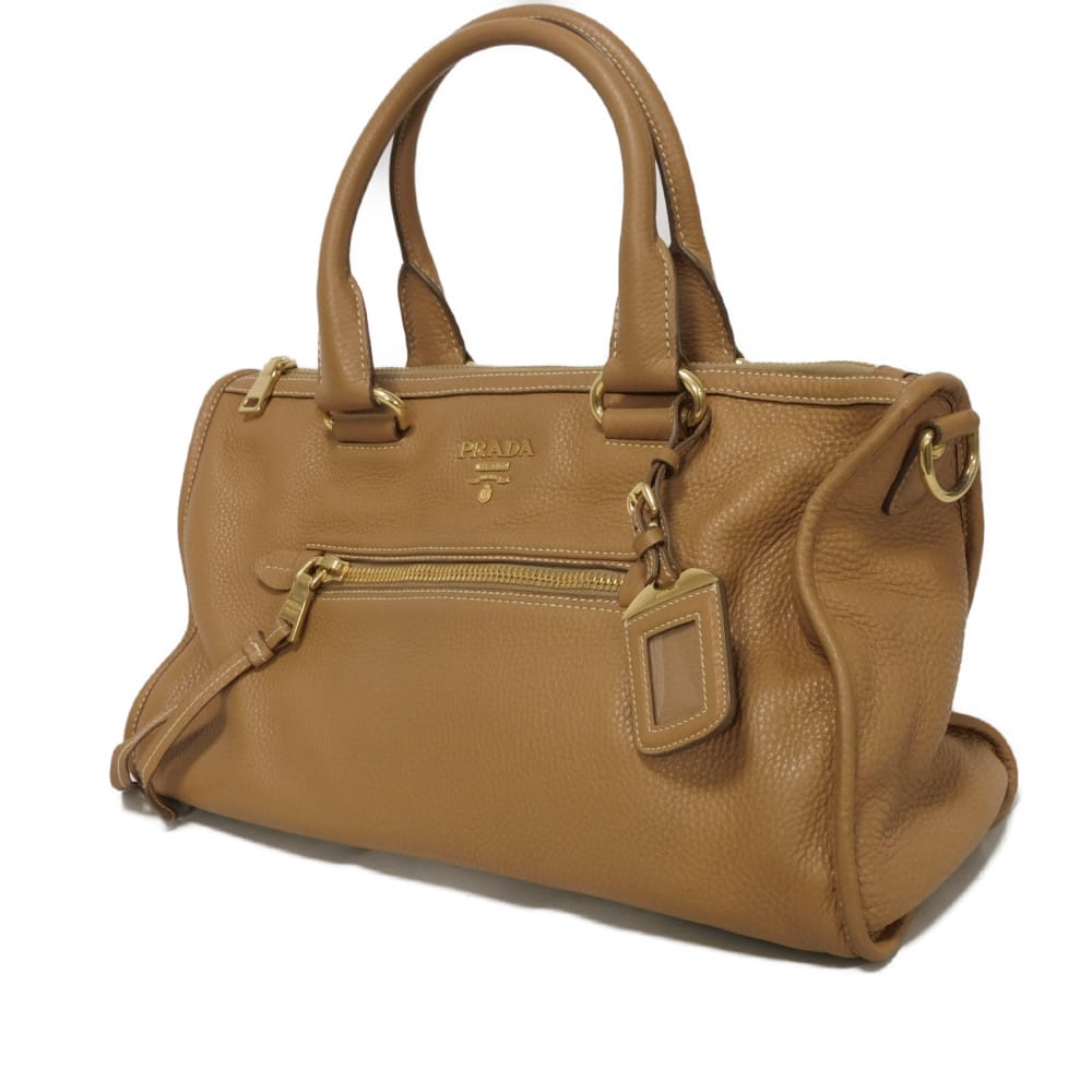 Used Vitello Dyno Bag BL0805 7922 2-Way Shoulder Bag with Metal Logo, Brown (11569) Unisex from Japan AUTHENTIC