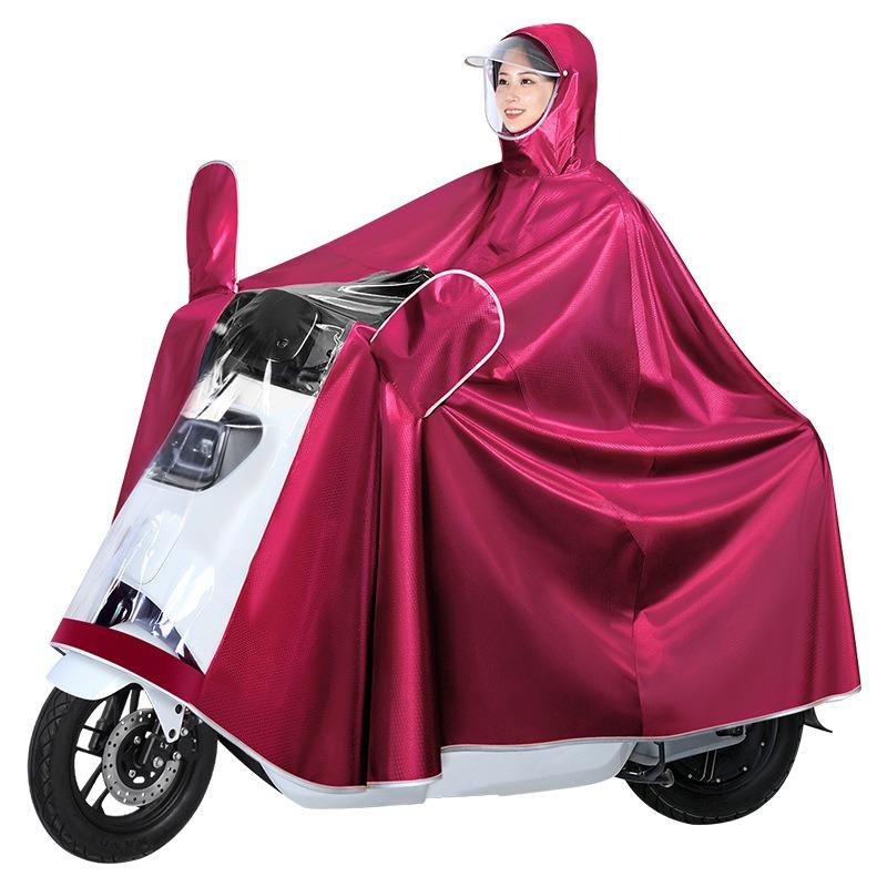 Extended Large Motorcycle Special Single Electric Vehicle One-piece Raincoat Jacquard Cloth Thickened Long Poncho Battery Car