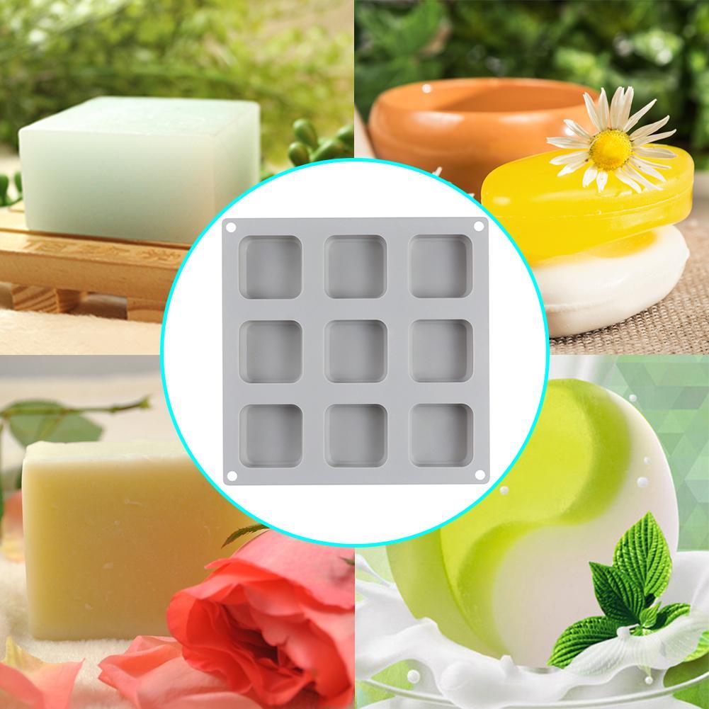 9 Grids Square Silicone Soap Molds Handmade Soap For DIY And Chocolate Kitchen Making Mold Supp K9W7